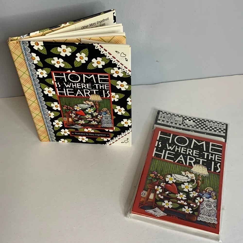 MARY ENGELBREIT “(HOME IS WHERE THE HEART IS”)  CHAIR, BOOK, AND NOTE CARDS